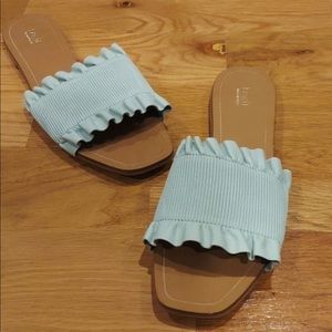 Women’s Lewit Mint Green Ruffle Slip On Sandals